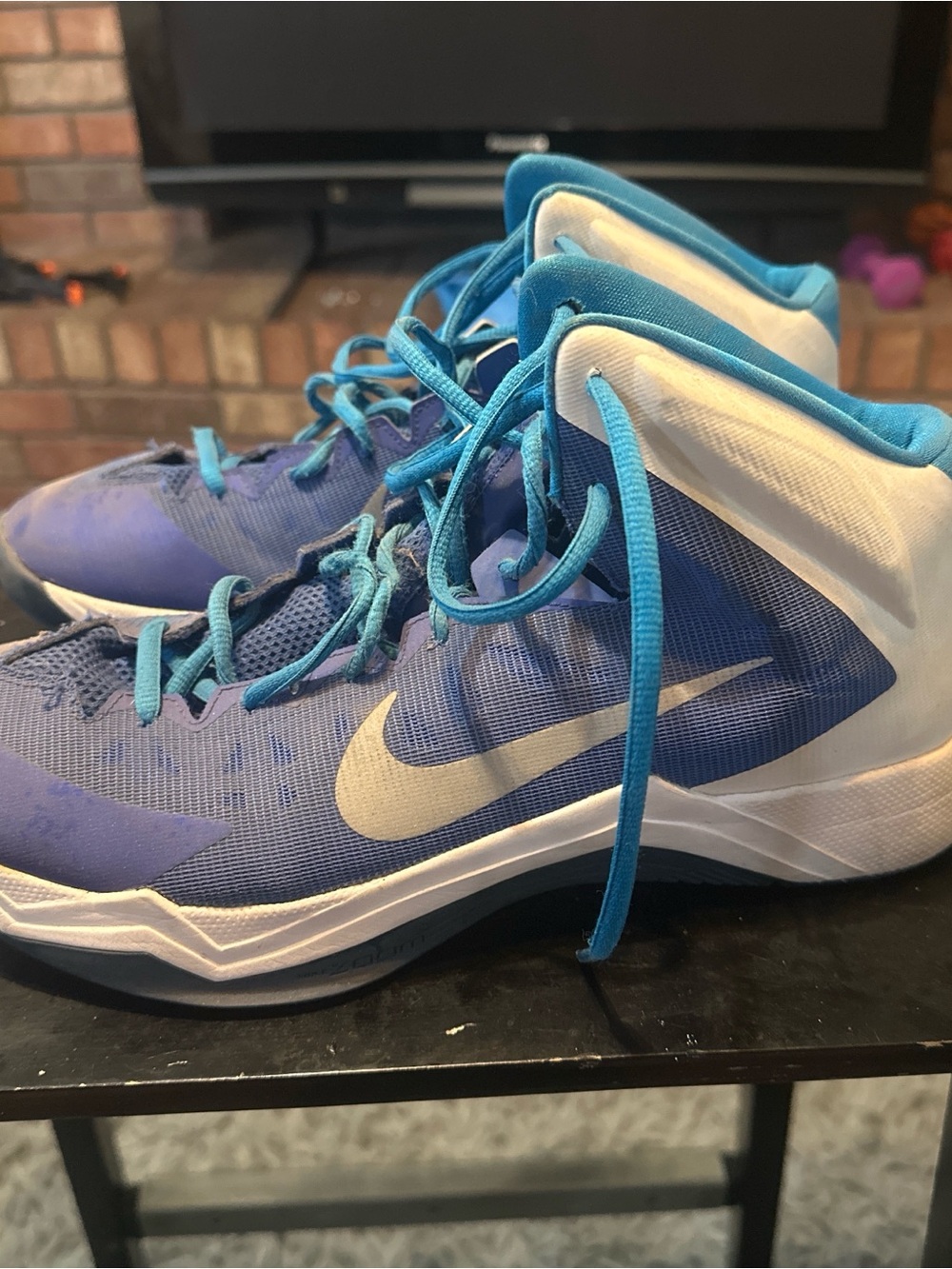 Nike Blue and White High-Top Basketball Sneakers
